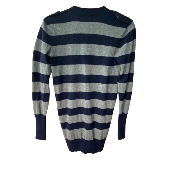 Vince cashmere striped button cardigan navy and grey EUC - Picture 2 of 7